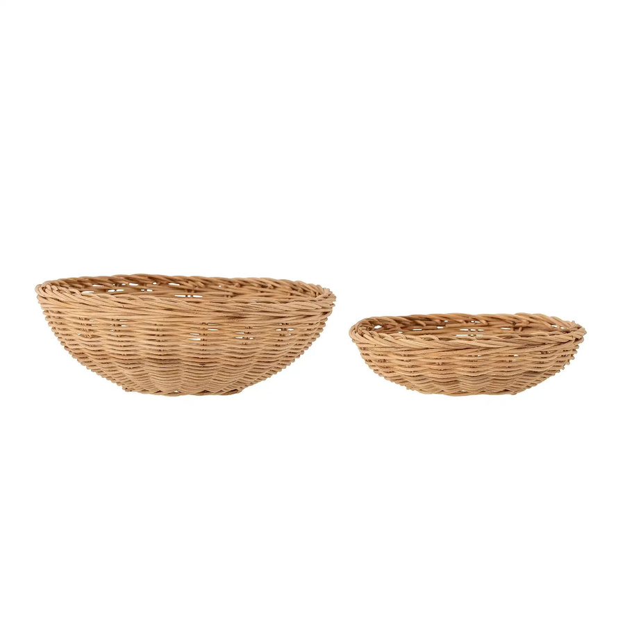 Bloomingville Korb Kell aus Rattan im 2er-Set, rund, beige/braun, skandinavisches Design - Bild 1