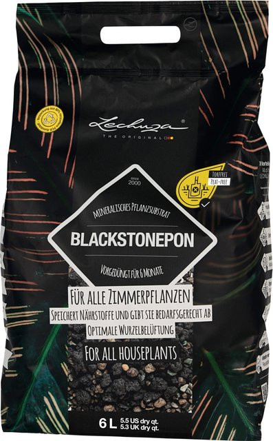 Lechuza Pflanzsubstrat Blackstone Pon 6 in Schwarz für Zimmerpflanzen und essbare Pflanzen - Bild 1