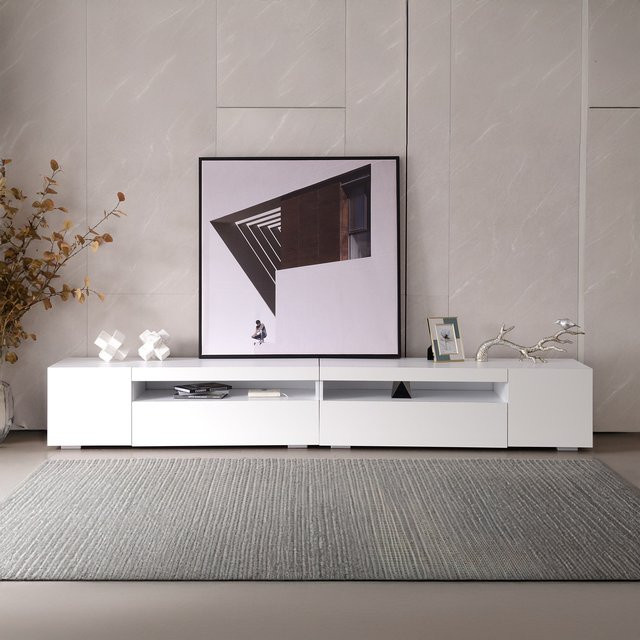 Moderner TV-Schrank von GL Store in Weiß mit integrierter LED-Beleuchtung und glänzender Oberfläche für dein Wohn- und Esszimmer - Bild 1