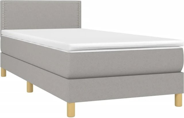 vidaXL Boxspringbett mit Matratze in Hellgrau, Hybridbett mit LED-Unterbettbeleuchtung und USB-Anschluss, B/T: 100 x 200 cm - Bild 1