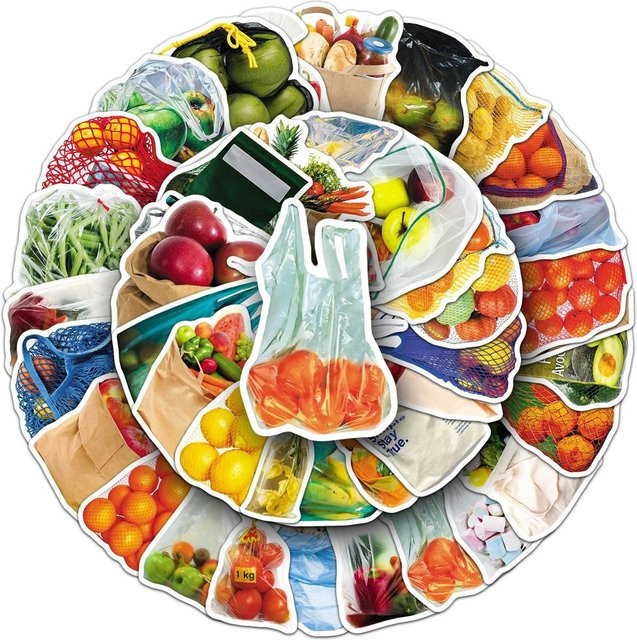 50 Stück realistische Obst- und Gemüseaufkleber in Multicolour als dekorative Graffiti-Aufkleber für Kühlschrank, Auto und Telefon von AufnahmeYourLife Store - Bild 1