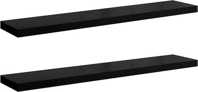 vidaXL Schweberegale 2er-Set in Schwarz Hochglanz, B/T/H: 120 x 23,5 x 3,8 cm - Bild 1