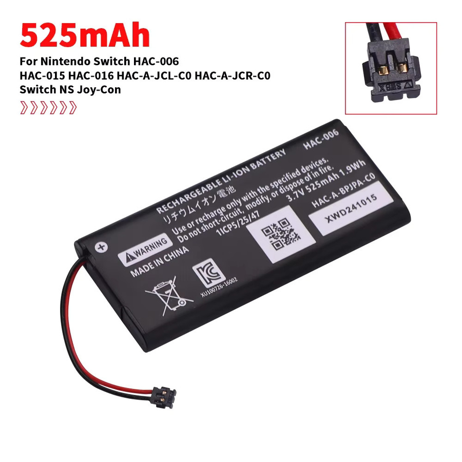 HAC-006 Akku für Nintendo Switch Joy-Con, 3,7 V 525 mAh, Schwarz - Bild 3