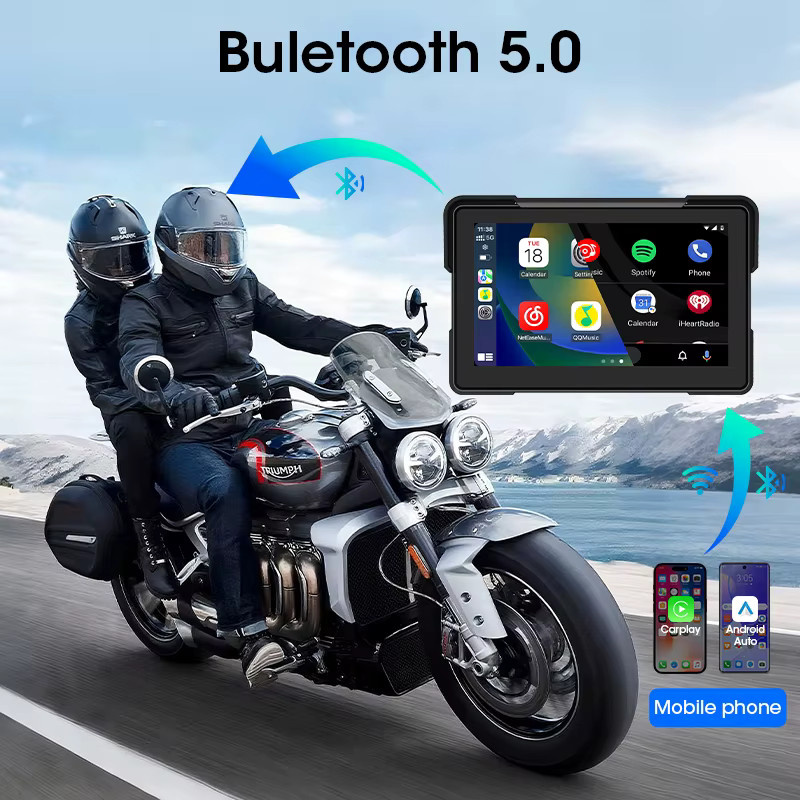 Srnubi Motorrad CarPlay und Android Auto Navigation mit GPS und Bluetooth, 7 Zoll Digital Dashboard für BMW R1200GS, R1250GS und S1000XR, Schwarz - Bild 5