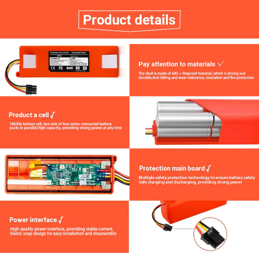 Ersatzakku 14,4V für Roborock S4 S5 S6 S7 Q5 Q7 Max Pure MaxV Ultra Max Plus Pro S50 S51 S52 S53 S55 S60 S70 S502 T4 T6 T60 T65 und Xiaomi Mijia 1./2. Generation Xiaowa E4 E5 E20 E25 E35 C10 mit 5200 mAh - Bild 3