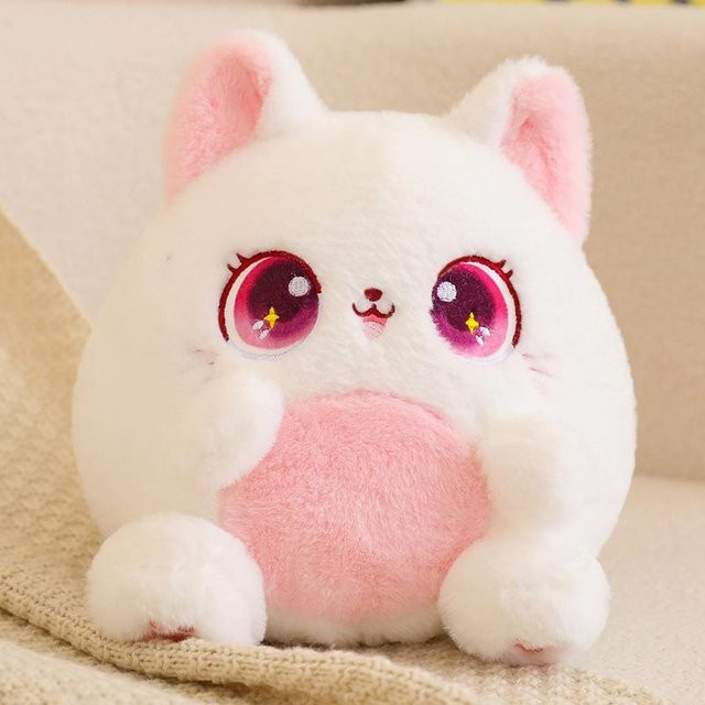 Wucifang Bags Katze Plüschtier, weiß, bunt, 25cm - Bild 1