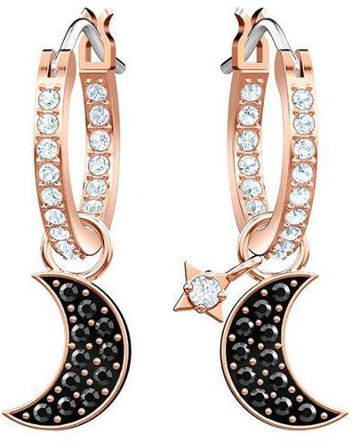 Swarovski Ohrstecker Stern und Mond, Schwarz, Kristall, Damen - Bild 1