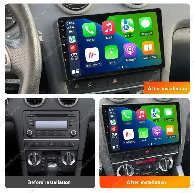 NAVIFANS Android 14 Autoradio Stereo für Audi A3 8P 2003-2012 und S3 2006-2012 sowie RS3 in Schwarz mit Carplay und 2Din Multimedia Video Player - Bild 1