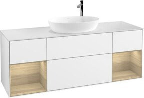 V&B Waschtischunterschrank Finion mit Wandbeleuchtung in Weiß, B: 160 cm, T: 50,1 cm, H: 50,1 cm - Bild 1