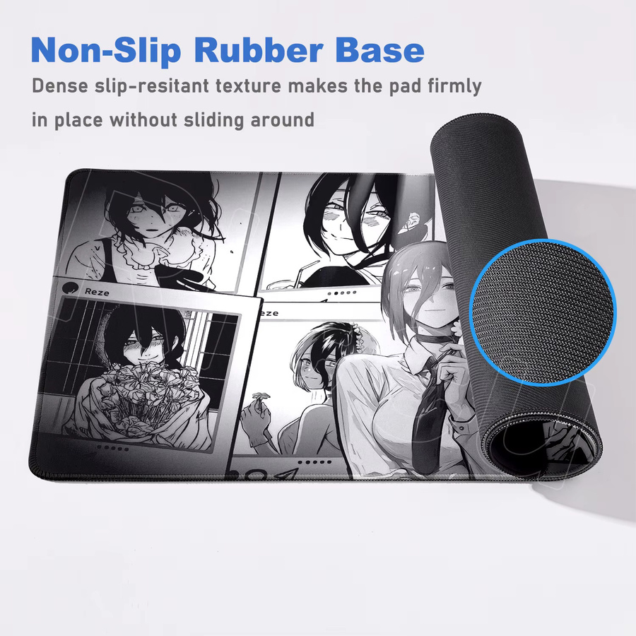 Riccu Mousepad XXL Kawaii Anime Girls Reze Design Rutschfeste Schreibtischunterlage für Laptop und Gamer, B/T: 90 x 40 cm, Multicolour - Bild 3