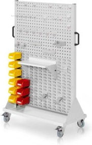 Kappes RasterMobil Rollbarer Rollcontainer Größe 4 in RAL 7035 Grau mit 4 Lochplatten und 4 Schlitzplatten, abschließbar, Höhe: 158 cm - Bild 1