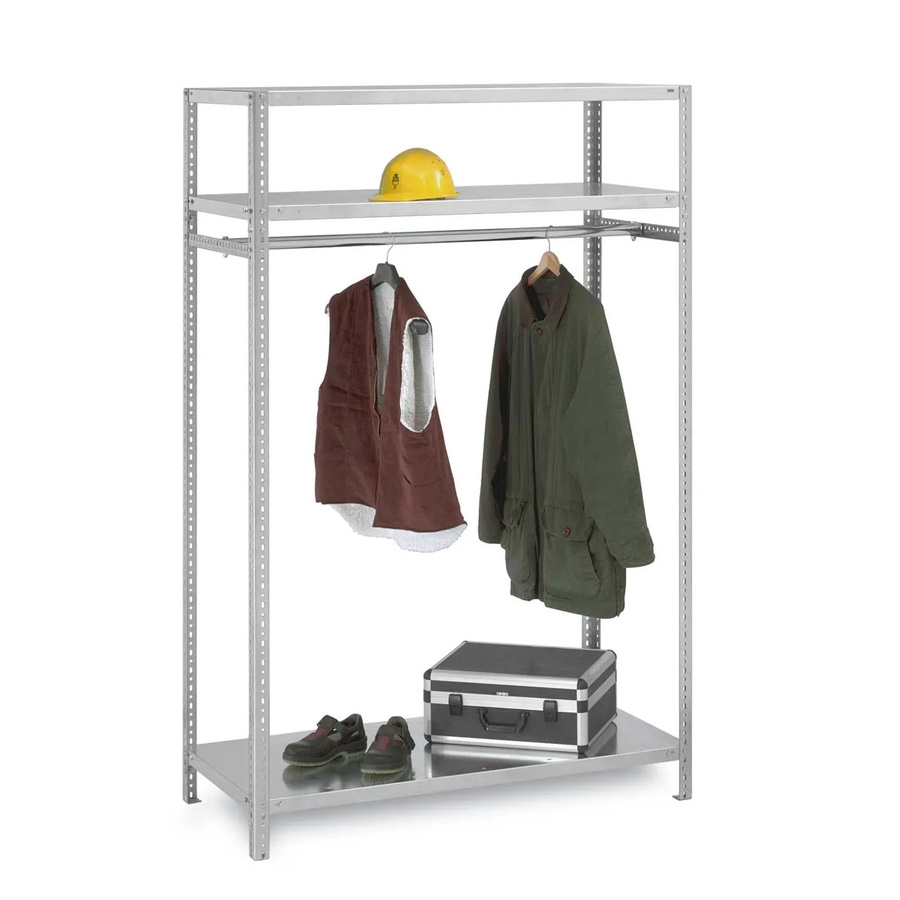 PROREGAL Garderobenregal mit Schraubsystem Grundregal in Lichtgrau, H x B x T: 200 x 130 x 60 cm, Fachlast 100 kg - Bild 2