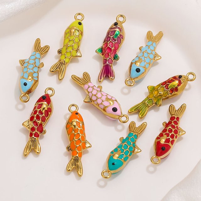 Elomia Charms Fisch, Edelstahl, Gold, Emaille, Damen - Bild 1