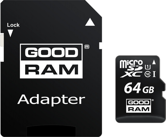 GoodRam microSDXC Speicherkarte 64GB Klasse 10 UHS-1 U1 mit Adapter Schwarz - Bild 1