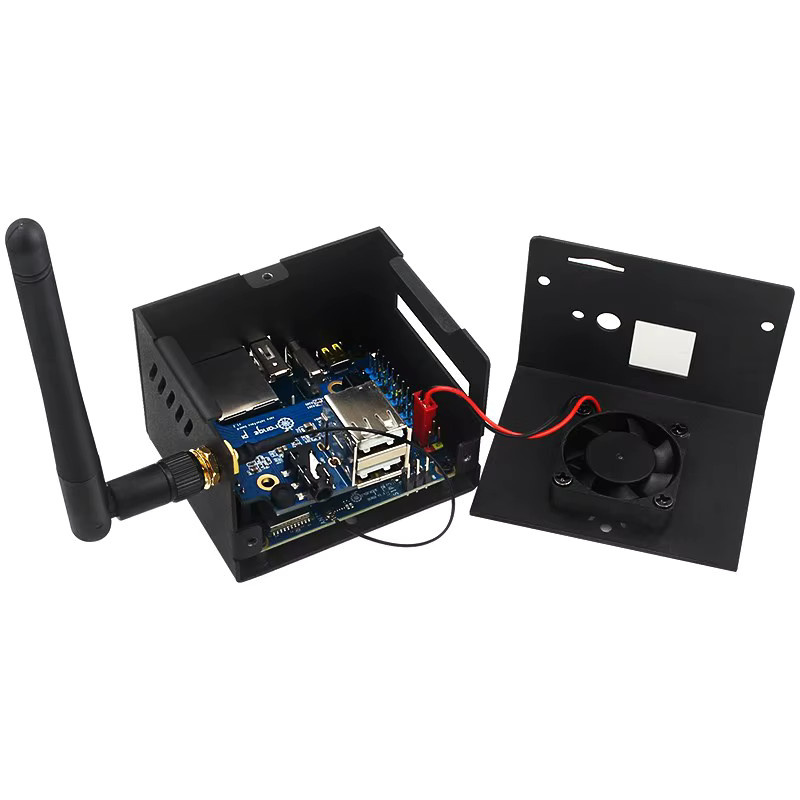 Orange Pi Zero 3 Metallgehäuse in Schwarz mit optionalem Lüfter und Antenne für aktive Kühlung - Bild 2