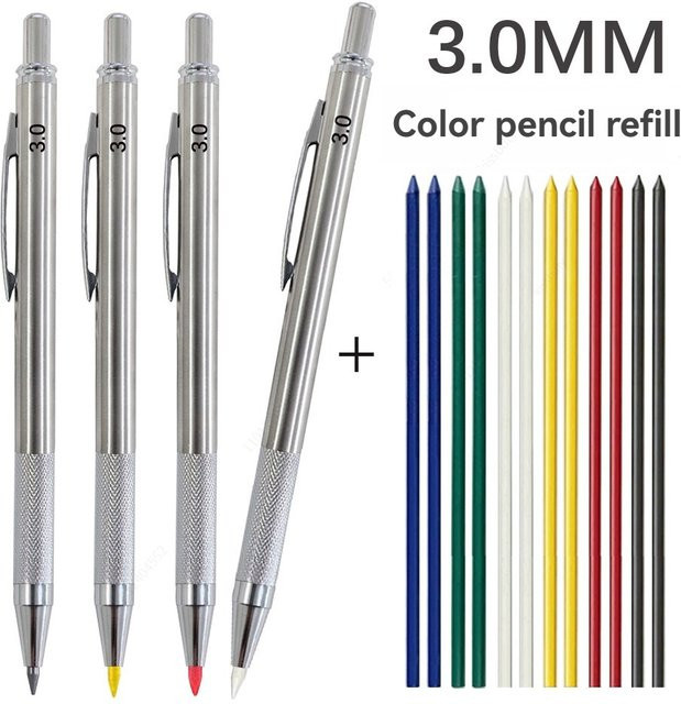 Haile Druckbleistift-Set aus Metall mit 3,0 mm Mine und 2B Graphit-Nachfüllungen zum Zeichnen und Skizzieren - Bild 1