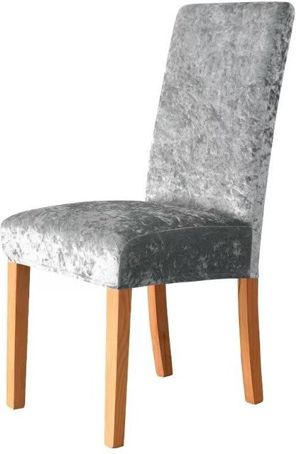Yiran Furniture Elastischer Stuhlbezug aus Samtstoff mit Diamantmuster in Grau, B/T/H: 23 x 18 x 3 cm - Bild 1