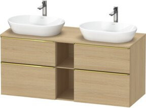 Duravit Waschtischunterschrank D-Neo in Beige, Wandmontage, mit Schubladen und offenen Regalfächern, glänzend - Bild 1