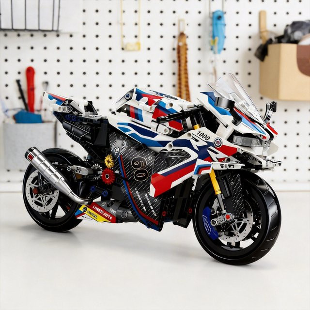 Motorrad-Baustein-Set, 1:8, technisches Rennfahrzeug, Modellbausatz - Bild 1