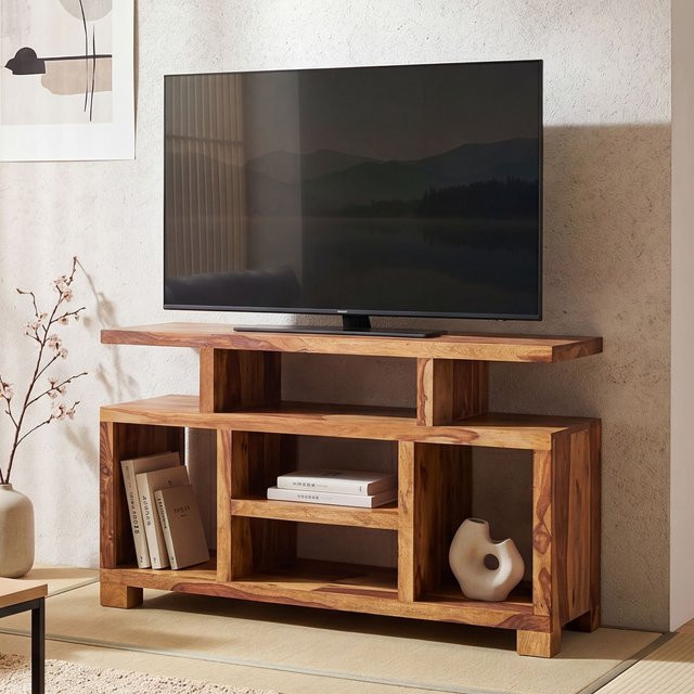 Finebuy Sideboard aus Massivholz Sheesham in Braun mit einzigartiger Maserung, Breite: 115 cm - Bild 1