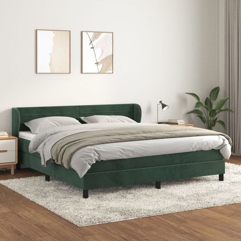 Vidaxl Boxspringbett mit Matratze aus Samt in Grün, B/T/H: 160 x 200 cm - Bild 1