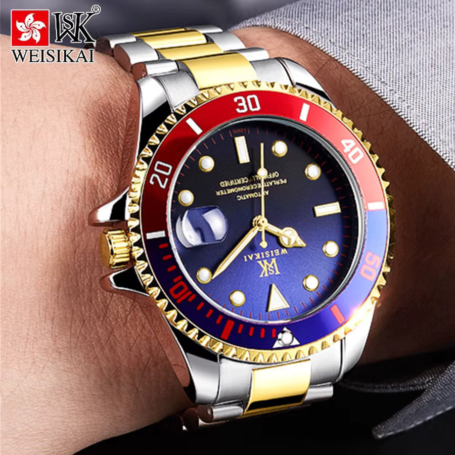 WEISIKAI Armbanduhr Automatik, Edelstahl, Blau, Herren - Bild 5
