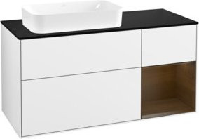 V&B Waschtischunterschrank Finion mit Wandbeleuchtung in Walnuss und Weiß, B/T/H: 120 x 60 x 60 cm - Bild 1