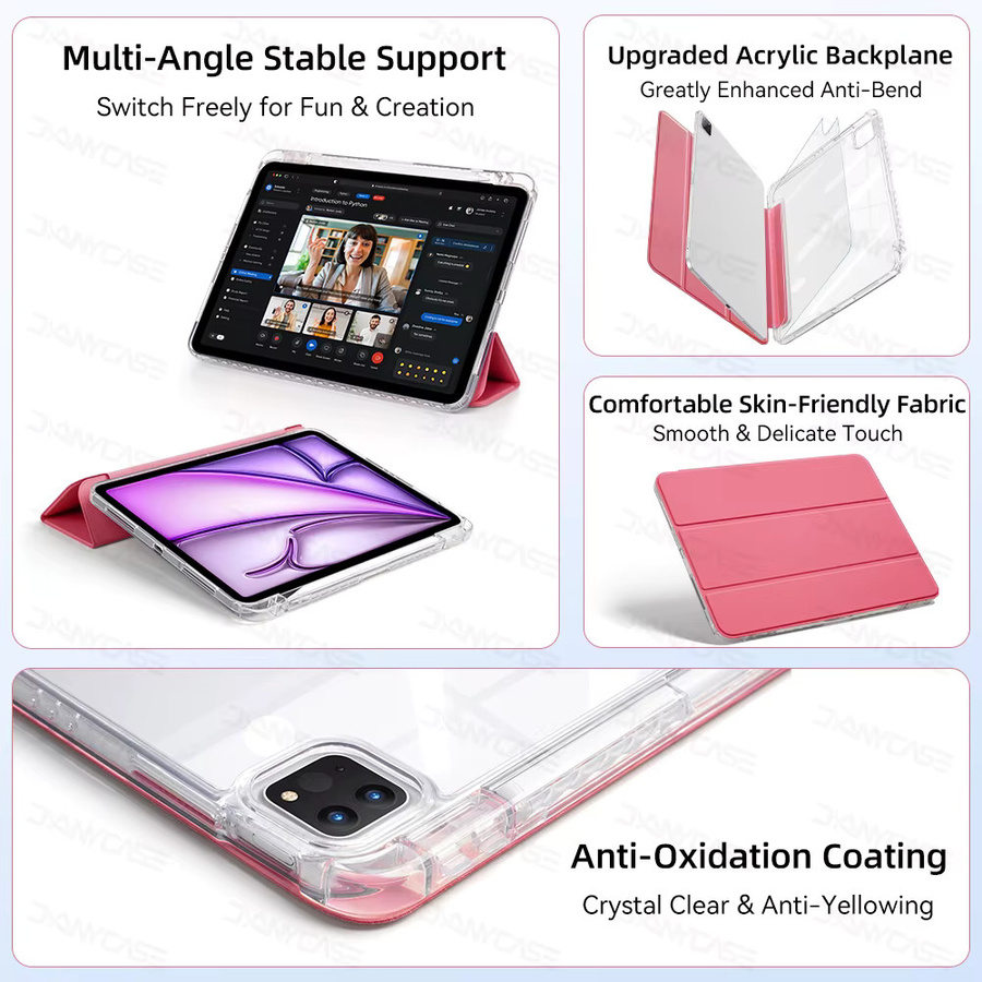 DANYCASE Schutzhülle für iPad 11 Zoll (2025) und iPad 10,9 Zoll (2022) mit Trifold-Ständer und weicher Acryl-Rückseite, Grau - Bild 3