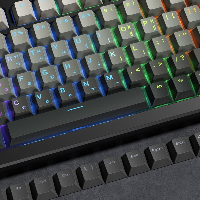 XVX PBT-Tastenkappen mit Koreanischem Top-Print und Farbverlauf in Grau für mechanische Tastaturen, 132 Tasten - Bild 1