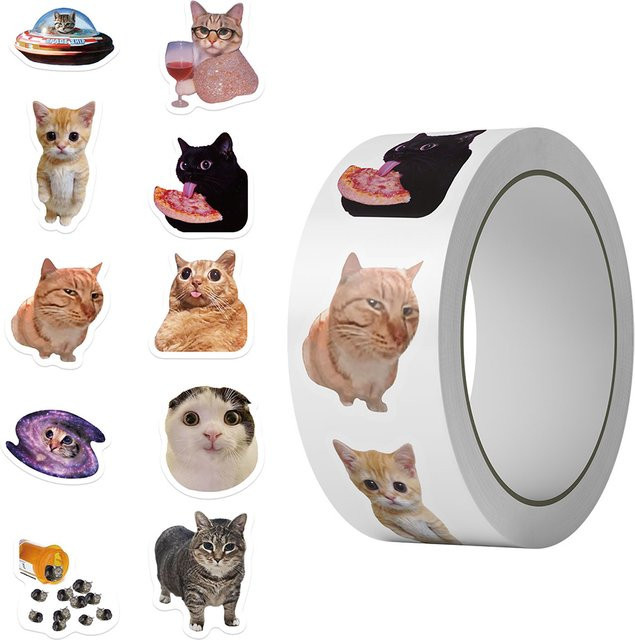 Charile Cartoon Katze Meme Aufkleber, 500 Teile, multicolor - Bild 1