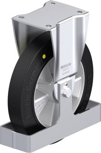 Blickle Stahlblech-Bockrolle BH-ALEV 250K-EL-FS in Schwarz und Silber mit 250 mm Rad-Durchmesser und 650 kg Tragfähigkeit - Bild 1