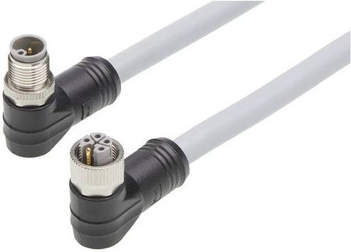 Molex 1205010128 Sensor-Aktor-Steckverbinder Set mit gewinkelter Buchse und gewinkeltem Stecker, 5-polig, grau, 5m - Bild 1