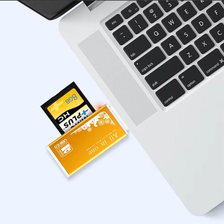 VIKEFON USB 2.0 Kartenleser mit 4 Anschlüssen für Micro SD, TF, M2, MS Pro Duo, MMC und SDHC in Schwarz mit LED-Anzeige - Bild 4