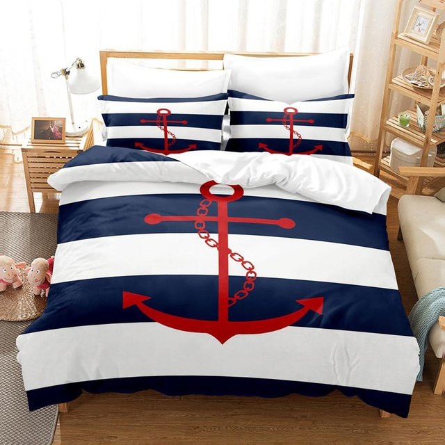 Lodestar Bettwäsche-Set mit Anker-Motiv in Blau, Microfaser, B/H: 210 x 210 cm - Bild 1