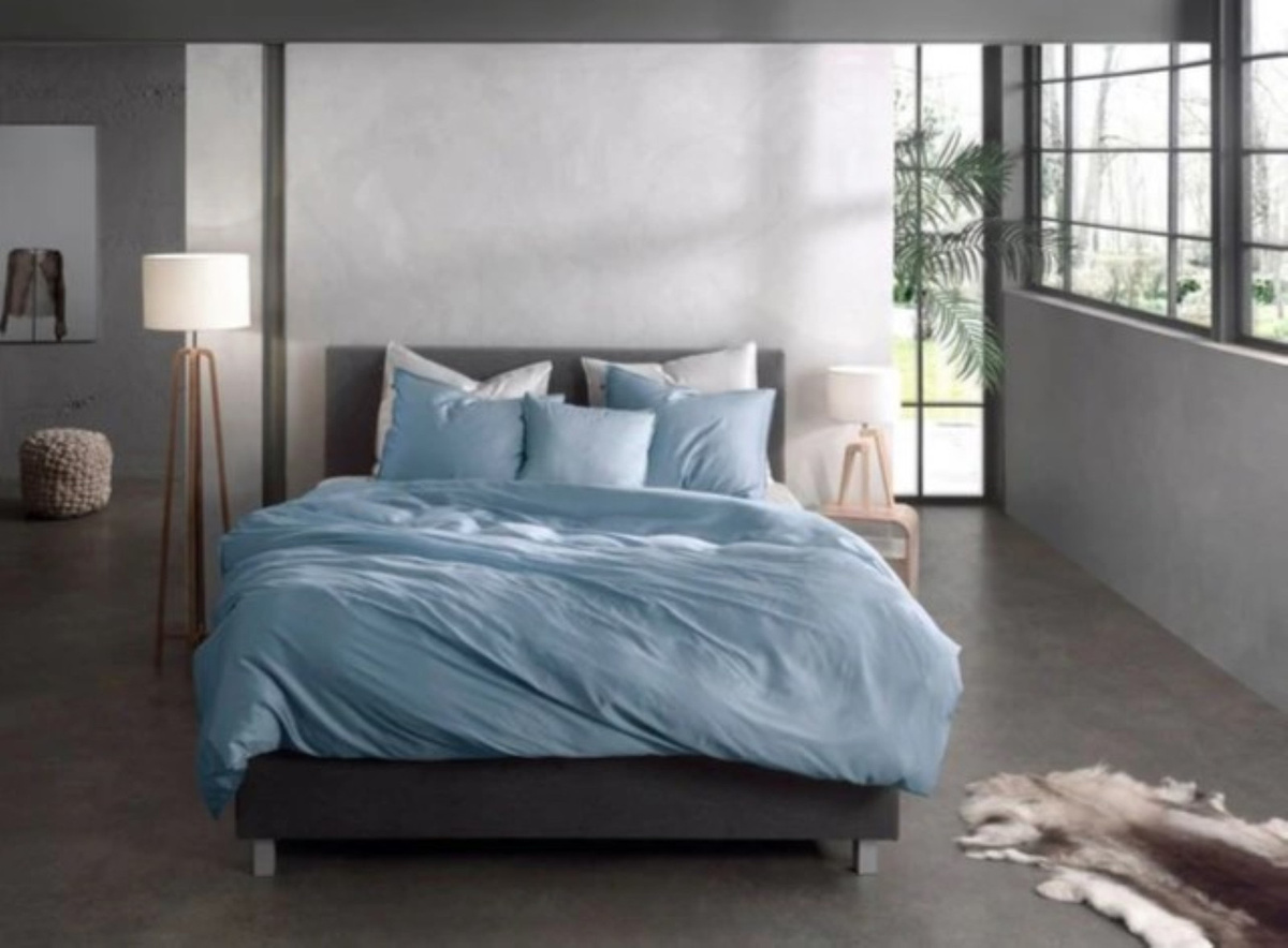 Zo! Home Mako-Satin Bettwäsche Satinado Uni Riviera Blue Mittelblau aus Baumwolle, B/H: 155 x 220 cm mit Kissenbezug 80 x 80 cm - Bild 1