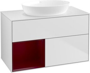 V&B Waschtischunterschrank Finion 100 in Weiß lackiert mit Regal, Breite: 100 cm, Tiefe: 50,1 cm, Höhe: 50,1 cm - Bild 1