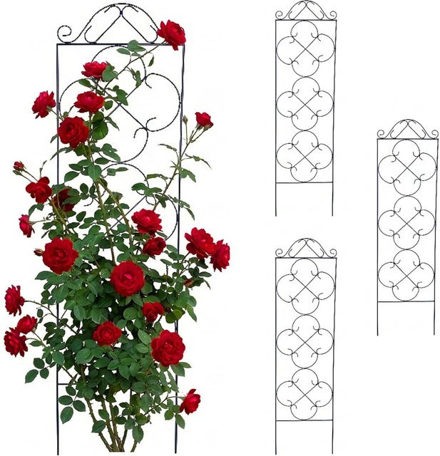 Relaxdays Rankgitter 4er Set aus Stahl in Schwarz, wetterfest für den Garten, Höhe: 116 cm, Breite: 31,5 cm, Tiefe: 1 cm - Bild 1
