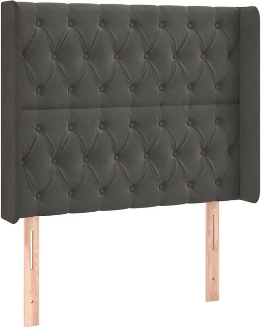 vidaXL LED Kopfteil aus Samt in Dunkelgrau mit USB-Ladeport und integrierter Beleuchtung, B/T/H: 93 x 16 x 118-128 cm - Bild 1