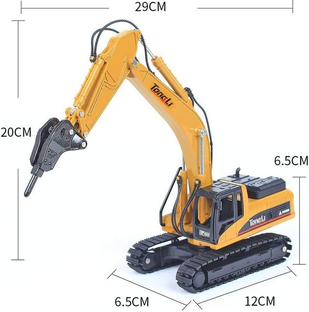 Huina Bagger Lader Muldenkipper Bulldozer, Fahrzeuge, 1:50, Metall, Gelb - Bild 1