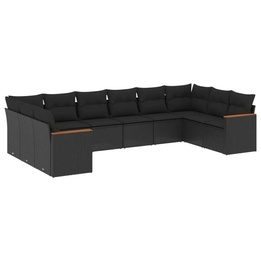vidaXL 10-tlg Garten-Sofagarnitur aus Poly-Rattan in Schwarz mit Sitzkissen und Stauraum - Bild 2