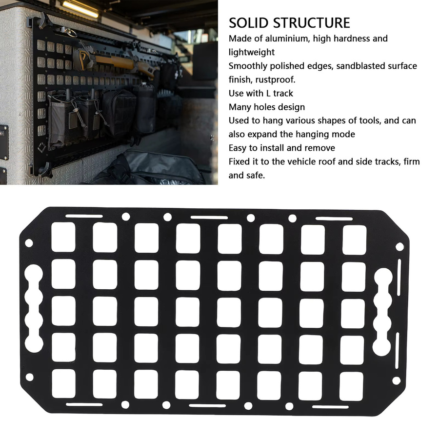 Aluminium Molle-Panel für LKW, SUVs und Wohnmobile mit L-Schienen, Schwarz, B/H: 42,2 x 22,5 cm - Bild 5