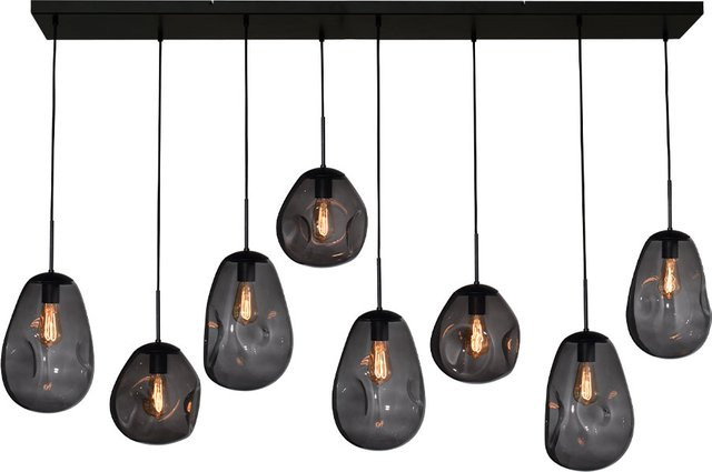 Masterlight Lava Pendelleuchte 8-flammig in Rauchgrau mit Glas aus Metall und LED-E27-Fassung, dimmbar und höhenverstellbar - Bild 1