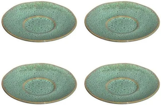 Leonardo Matera Kaffeeuntertassen aus Keramik, 4er Set, Grün, Durchmesser: 15 cm - Bild 1