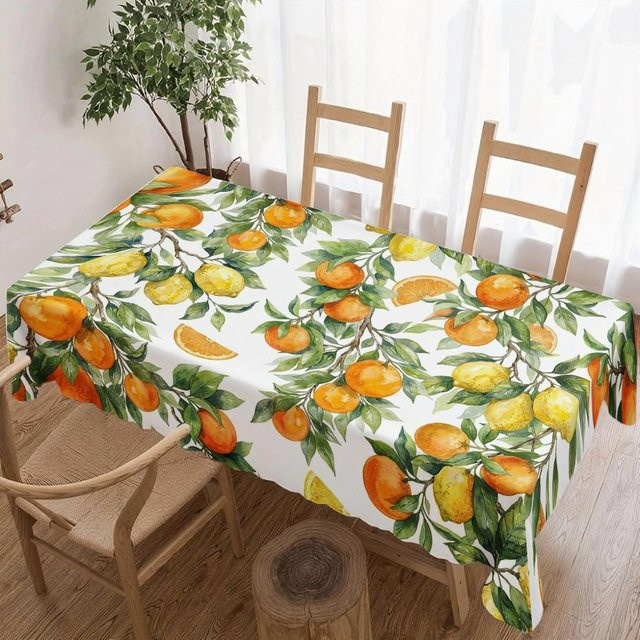 Wasserdichte rechteckige Tischdecke von JINGYUE Pet mit Zitrusfruchtmuster in Mehrfarbig, B/T: 140 x 140 cm - Bild 1