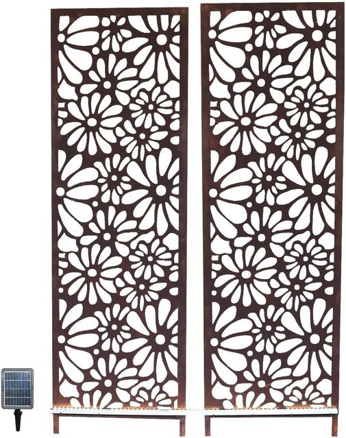 DELUKE Gartenaufsteller VARNA aus Stahl mit LED in Rostfarben, H x B x T: 170 x 50 x 2 cm - Bild 1