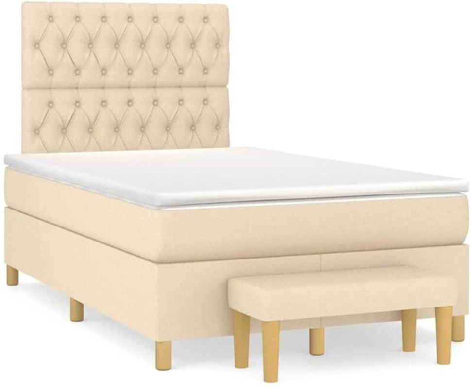 vidaxl Boxspringbett mit Matratze in Beige aus Stoff, B/T/H: 120 x 190 cm - Bild 1
