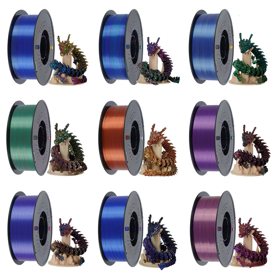 KINGROON Seiden-PLA-Filament 1,75 mm, dreifarbiges Multicolor-Filament für FDM-3D-Drucker, 1 kg Spule - Bild 4