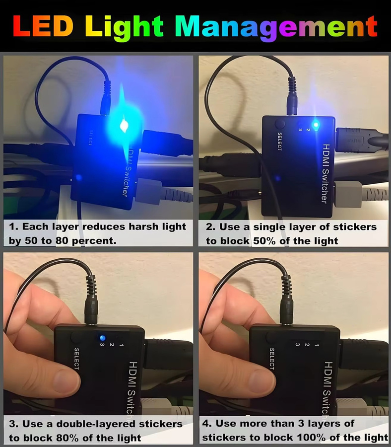SCESSPACK Lichtblockierendes Klebeband in Schwarz zur Abdeckung von LED-Anzeigen für TV, Router und Bildschirme, B/H: 50,0 x 18,0 cm - Bild 1