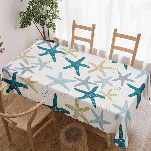 Wasserdichte Tischdecke mit Seestern-Muster von JINGYUE Pet, rechteckig, Mehrfarbig, B: 140 cm, L: 200 cm - Bild 1