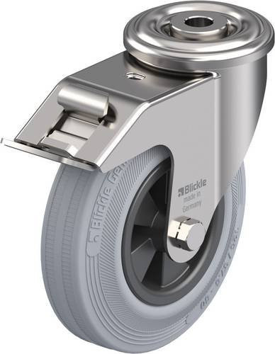 Blickle Lenkrolle LEXR-VPP 125G-FI-SG mit Feststeller, Edelstahl, Farbe: Silber/Schwarz/Grau, Rad-Durchmesser: 125 mm, Tragfähigkeit: 100 kg - Bild 1